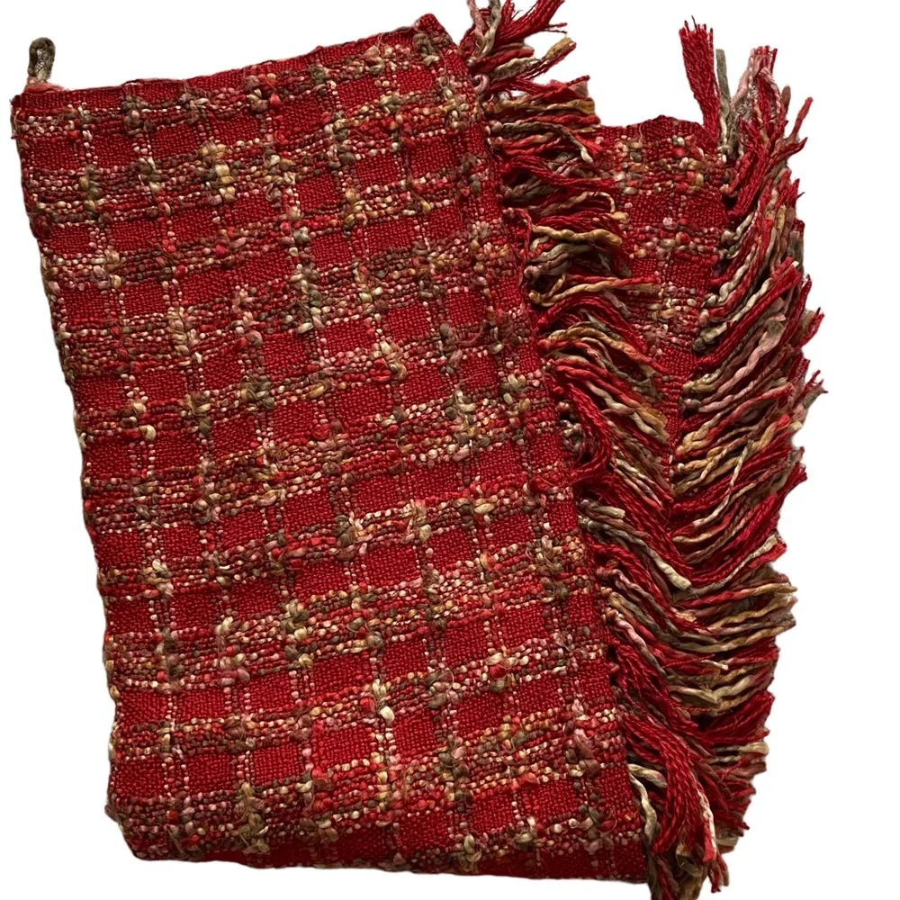 Target Red Plaid Chunky Knit Christmas Holiday Rustic Farmhouse Throw Blanket